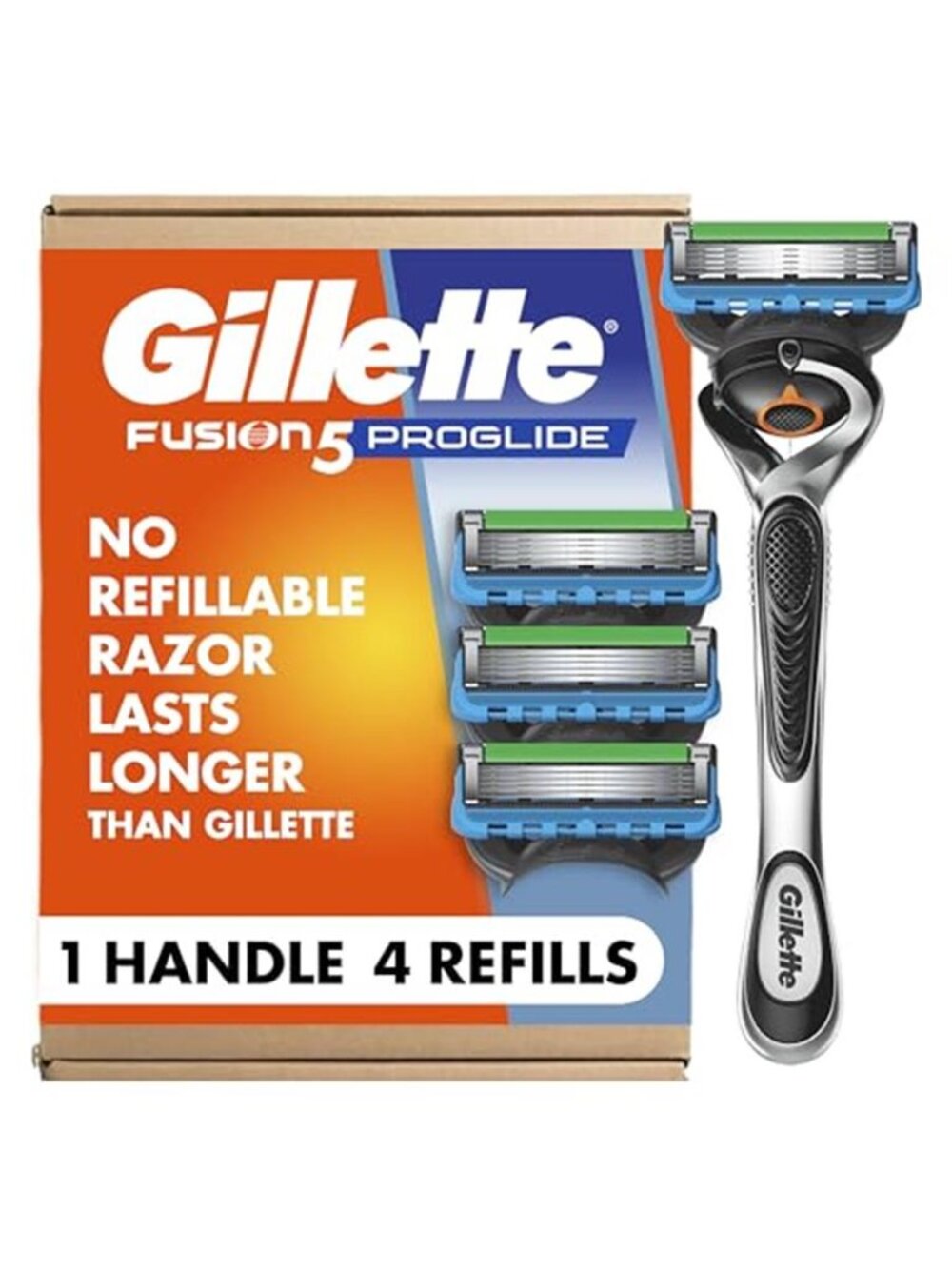 Gillette Fusion ProGlide Shaving Razor for Men, 1 Handle + 4 Blade Refills